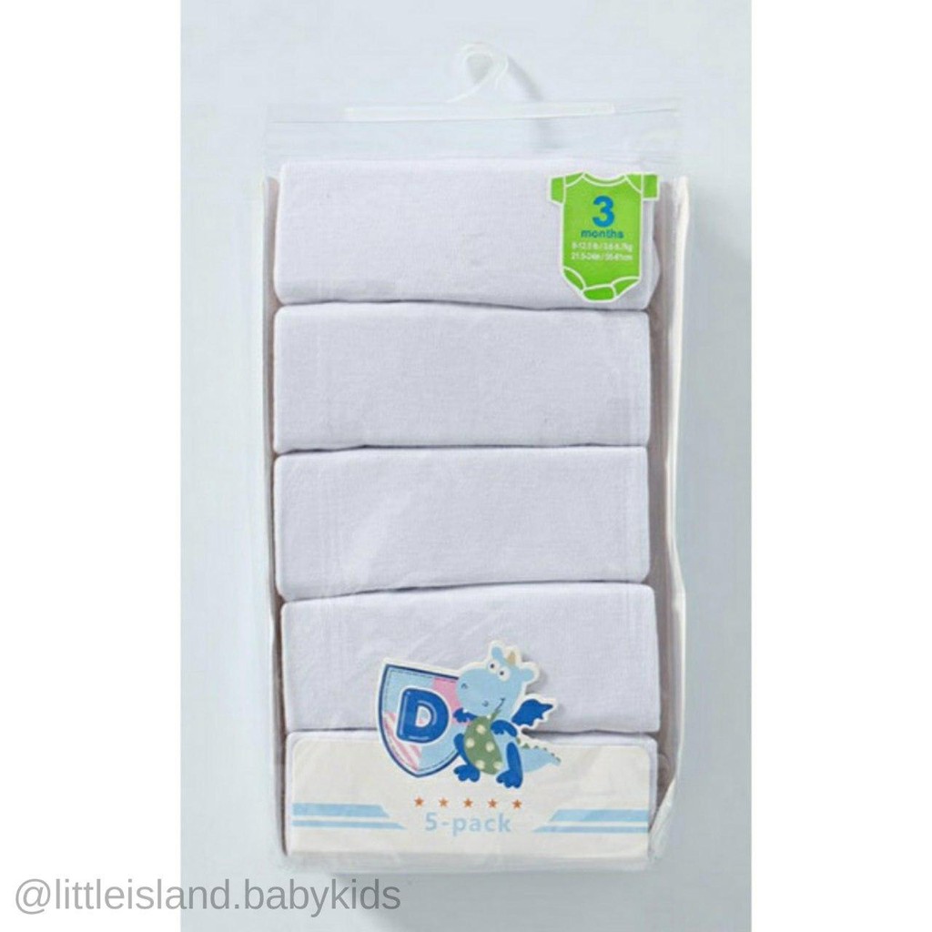 LID9060 - 5 in 1 Jum.per Bayi Lengan Pendek Putih Polos Soft &amp; Comfortable Cotton