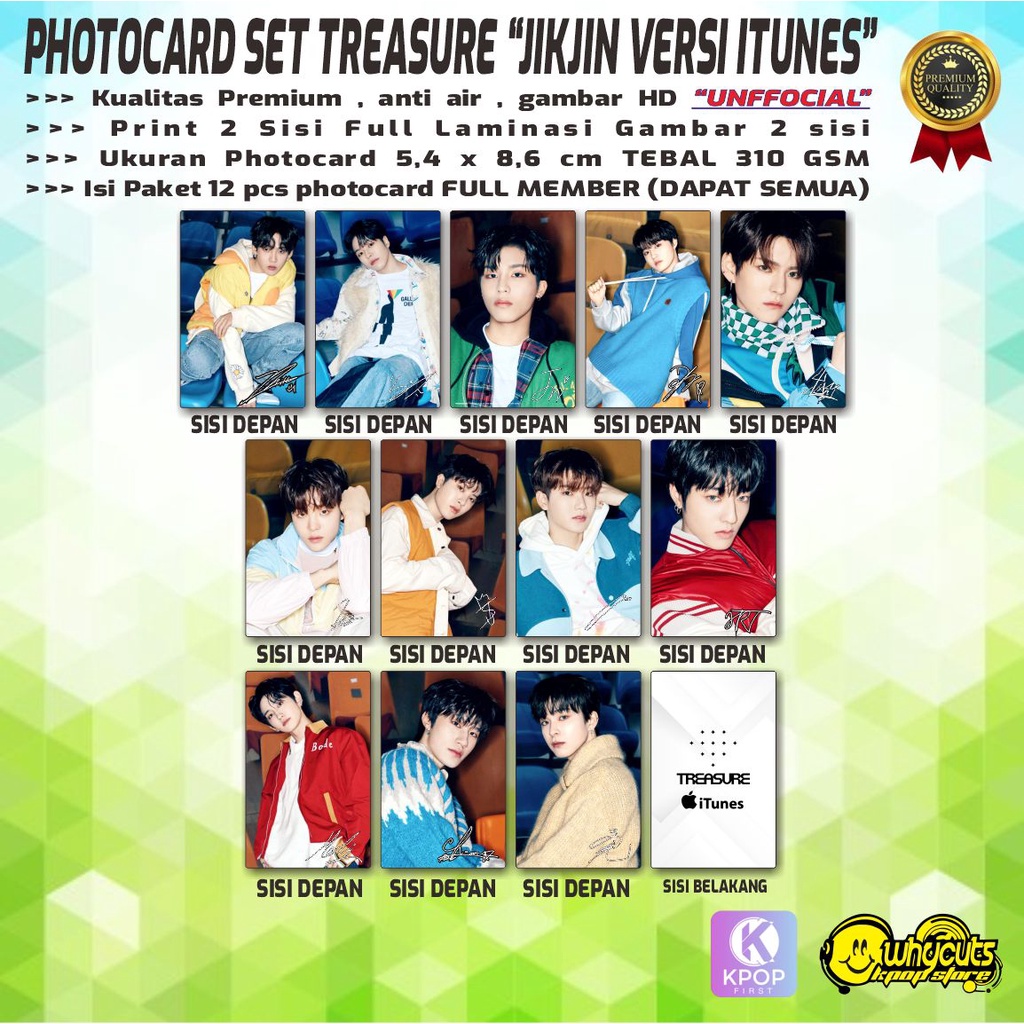 PC PREMIUM FULL SET TREASURE JIKJIN VERSI ITUNES / PRINT 2 SISI FULL LAMINASI / ISI 13 PCS LENGKAP