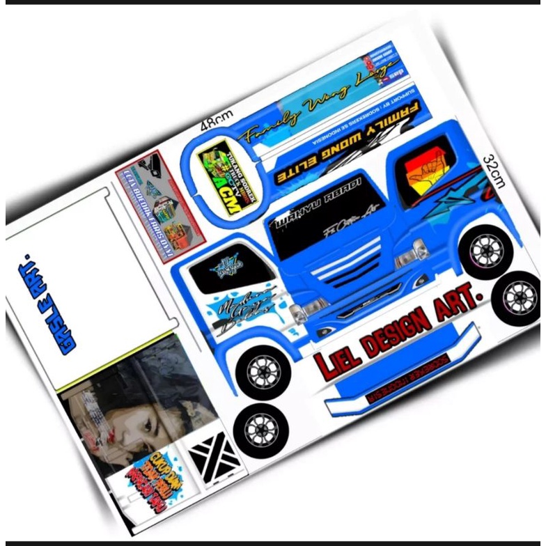 

stiker pola mobilan truk oleng/wahyu abadi size 48 cm