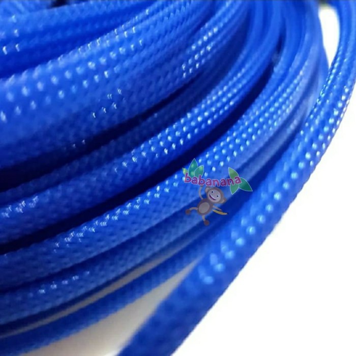 Pembungkus Kabel 4 mm Biru Tua Cable Sleeve braided nylon