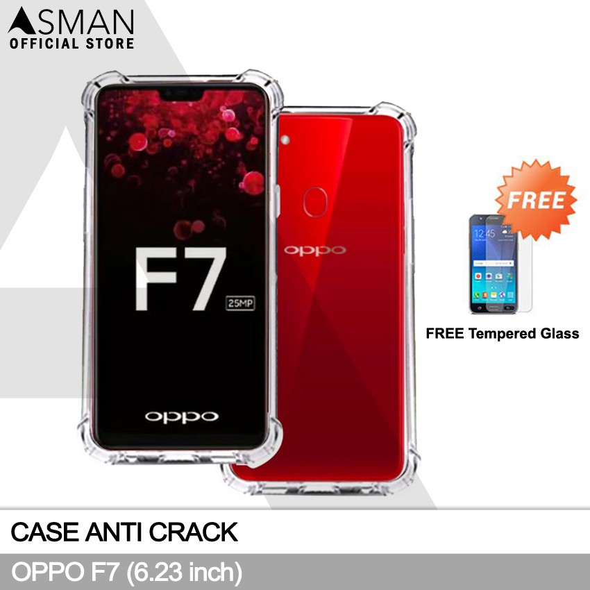 Anti Crack OPPO F7 (6.23&quot;) | Soft Case Anti Bentur + FREE Tempered Glass