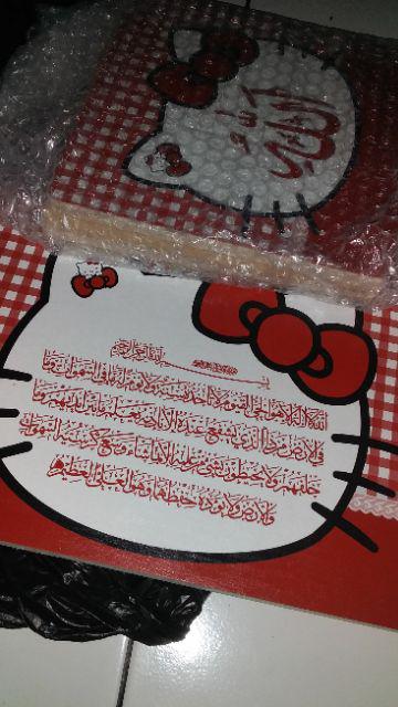 Walldecor Kaligrafi Hello Kitty Red  / Sepasang Ukuran 20x20cm