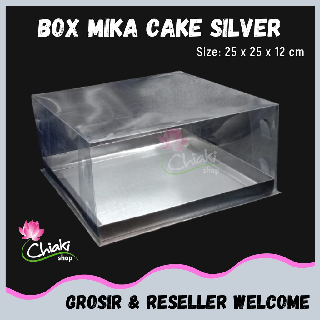 

Box Mika SILVER Uk 25 x 25 x T. 12 cm Cupcake isi 9 Cake Pudding Tart Dus Karton Tebal Perak CHIAKI