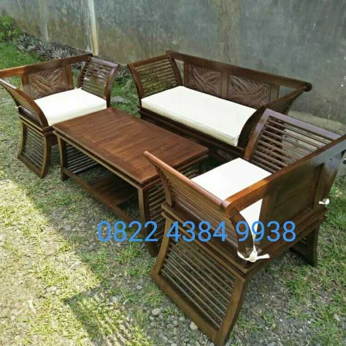 Kursi Bangku Meja Tamu Kayu Jati Minimalis Sofabed Teras Cafe Hotel