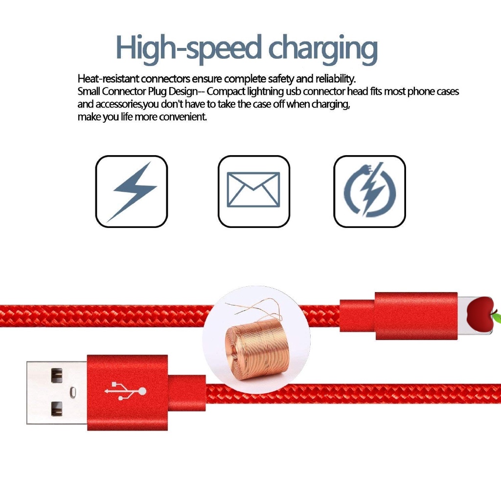 1m / 2m / 3m For iphone 6 7 8 X USB Charger Fast Charging Data Sync Cable