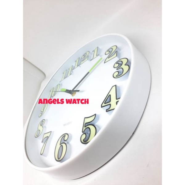 angelswatch jam dinding glow in the dark murah/ jam dinding nyala dalam gelap/ jam dinding putih minimalist angka timb