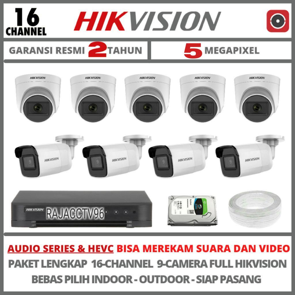 PAKET CCTV HIKVISION 16 CHANNEL 9 CAMERA 5MP TURBO HD KAMERA CCTV