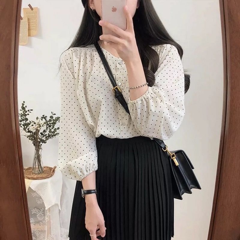 PURKA TOP  - BLOUSE WANITA - BLOUSE POLKADOT - BLOUSE KOREA - ATASAN WANITA - PAKAIAN TERLARIS