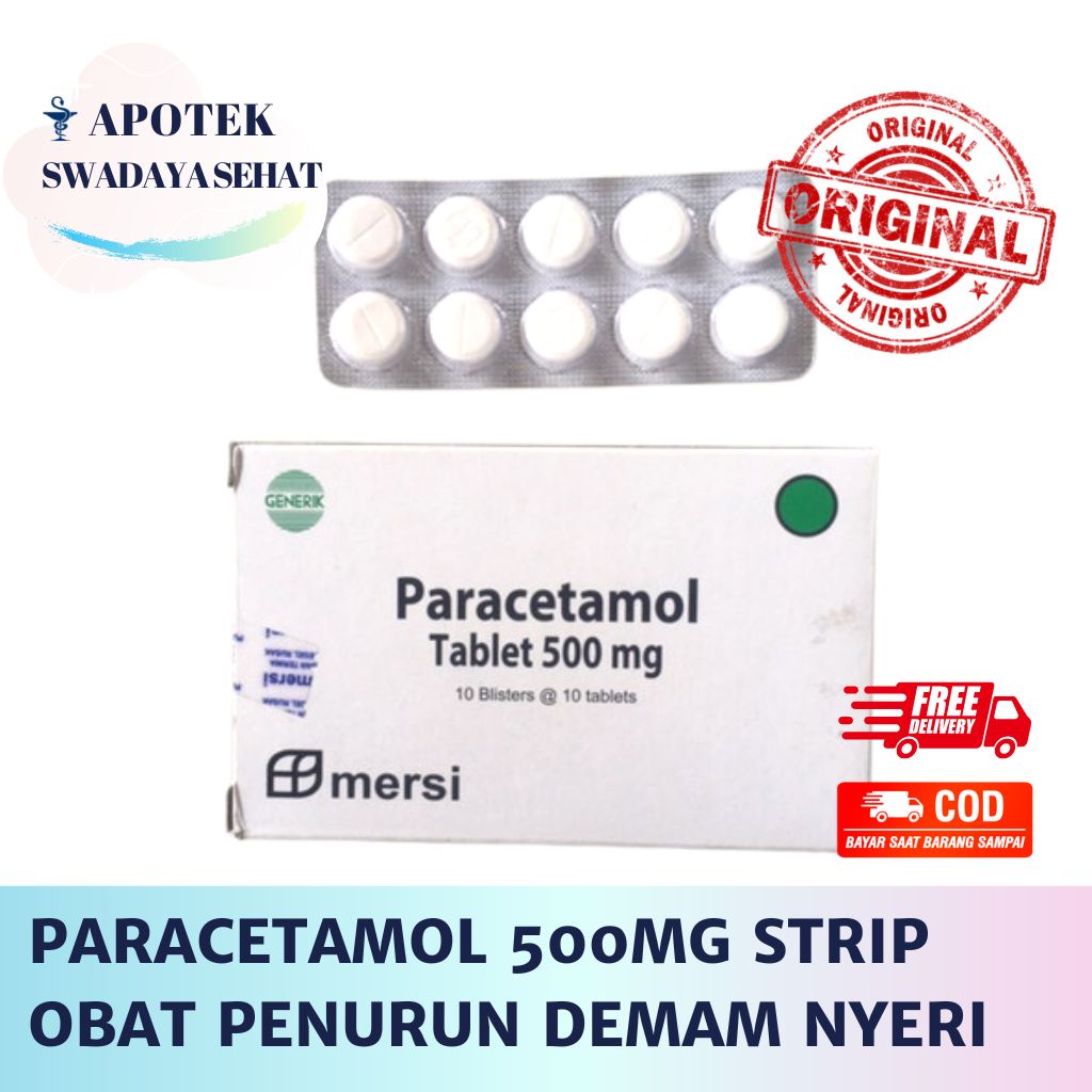 Jual PARACETAMOL 500 MG MERSI Strip Obat Demam Anti Nyeri 10 Tablet