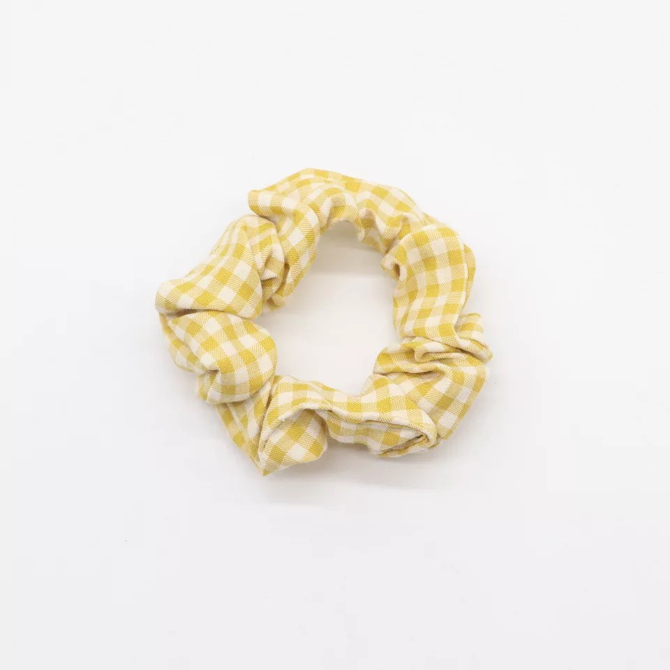 ✨DIDI.ID✨ Ikat Rambut Kotak Import IRA031 Iket Rambut Korean Scrunchie Kunciran Rambut Motif Petak-YELLOW