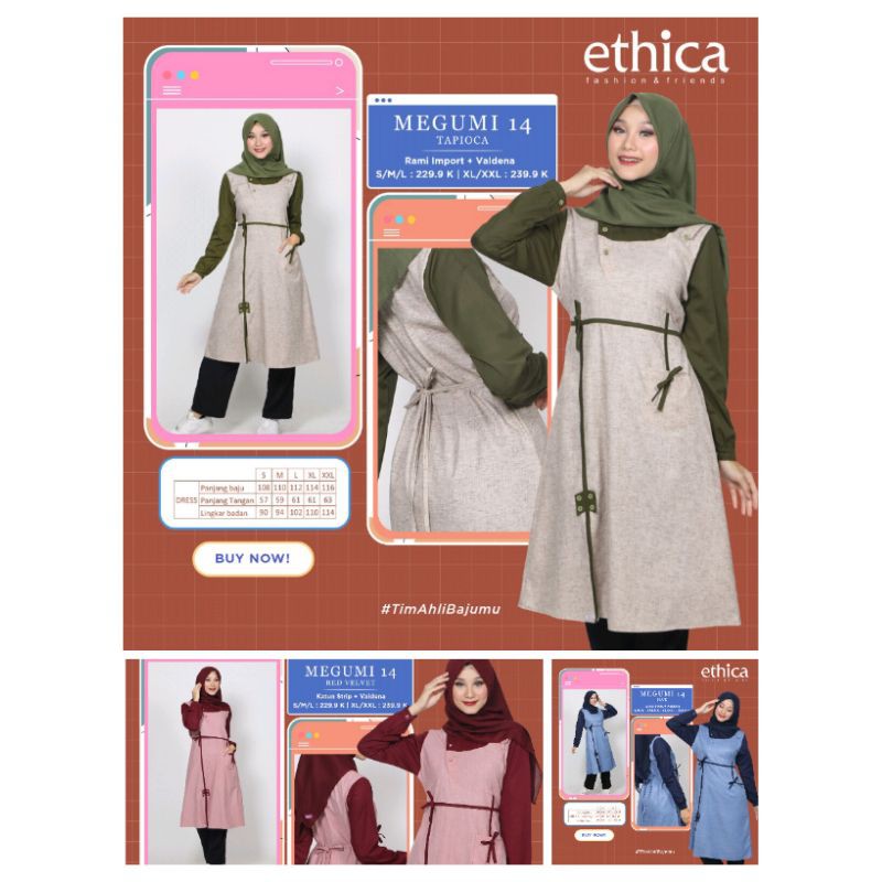 TUNIK ETHICA MEGUMI 14 (BLUE, RED VELVET, TAPIOCA)
