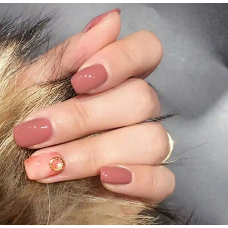 FALSE NAILS IMPORT KUKU PALSU PERMATA COKLAT FAKE NAILART WEDDING ISI 24 PCS STICKER KUKU