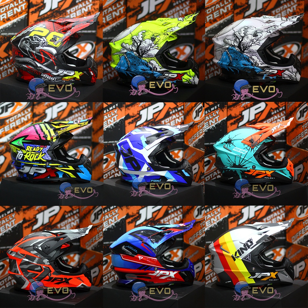 HELM JPX CROSS MOTIF LENGKAP ORIGINAL - HELM JPX FOX1 MOTIF SERIGALA ULAR BURUNG HANTU HELM JPX TERBARU