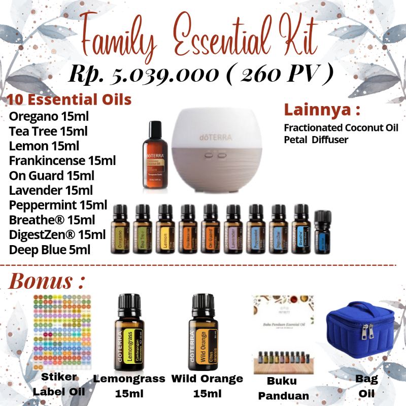 doTERRA Stater kit Paket Premium Lengkap Essential Oil kit / Family Essential Kit / HOME Essential  KIT ESSENTIAL OIL