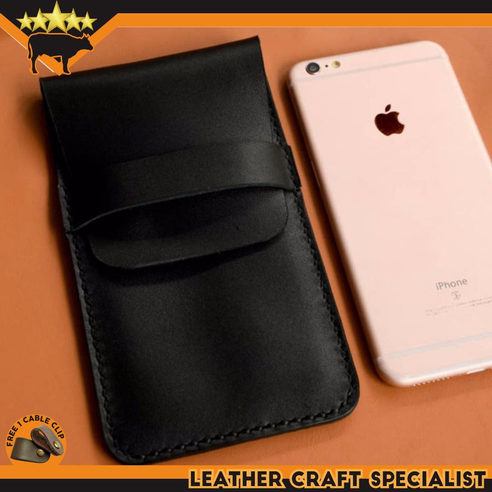 CASING  6 PLUS DARI KULIT ASLI HANDMADE / SARUNG HP KULIT ASLI PROMO FREE CABLE CLIP
