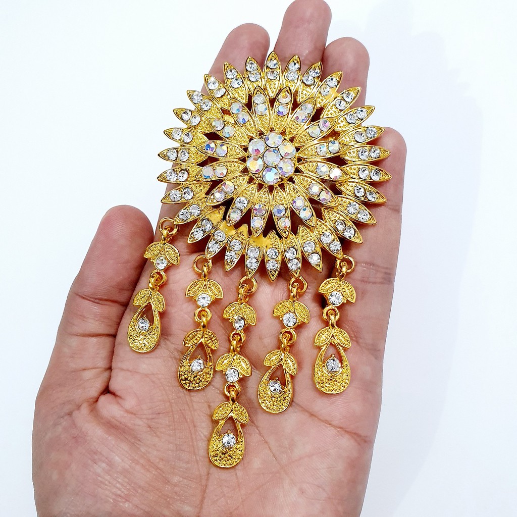Bros Rantai Kebaya Adat Etnik Mewah Elegan/Bros Kebaya Janggan/Bros Pin Rantai Jas Rumbai Desain Bintang Bunga Pria dan Wanita