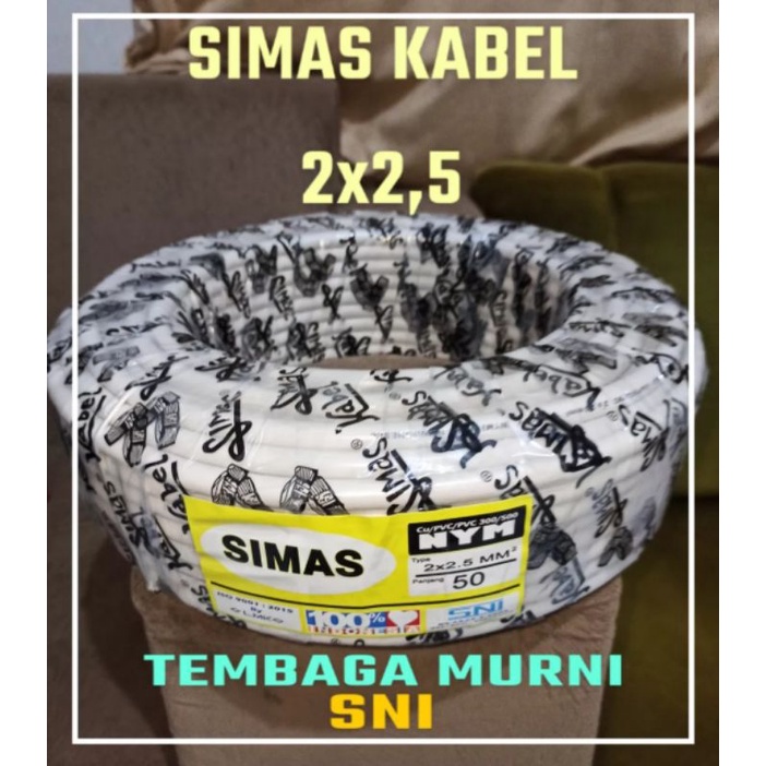 Kabel Nym 2x2.5 SIMAS ASLI TEMBAGA Murni 50yard. Sudah SNI