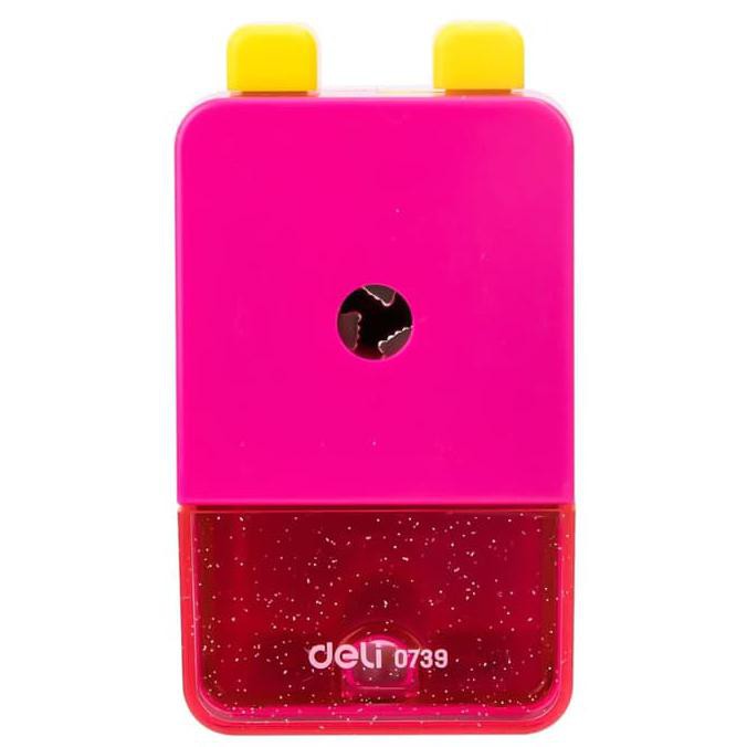 

ITERBARUl Deli E0739 School Rotary Sharpener/Rautan Meja-Rotary - Merah Muda IBDLl