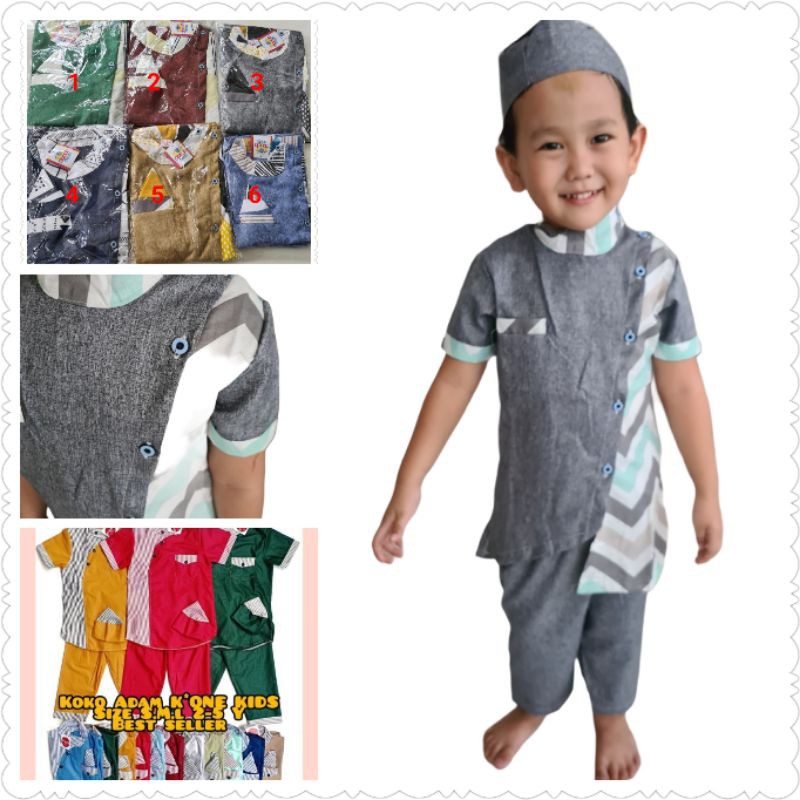 Baju Koko adam anak K'one set dengan peci  good quality