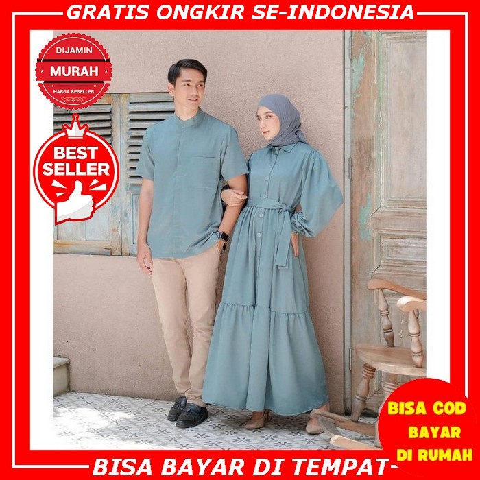 Gamis Baju Muslim Wanita Couple Kondangan Abaya Hitam Dress Korea Busui Pasangan Keluarga Terbaru Re