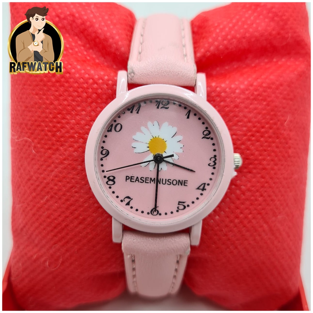 KOREAN STYLE Jam Tangan Fashion Wanita Flowers Bunga Cantik Casual Strap Kulit Lembut