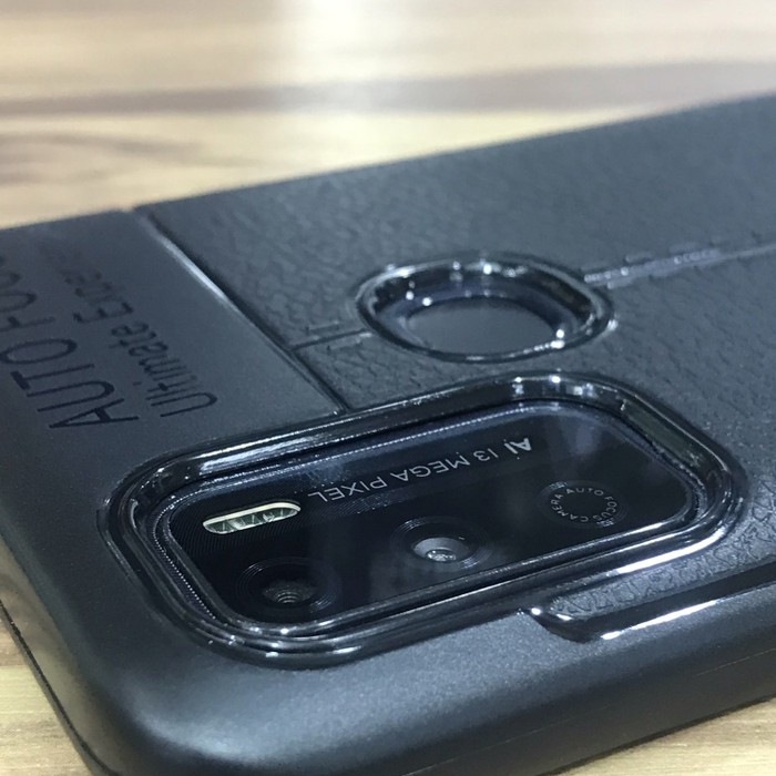 SILIKONE AUTO FOKUS LEATHER CASE KULIT BLACK FOR INFINIX HOT 9 PLAY