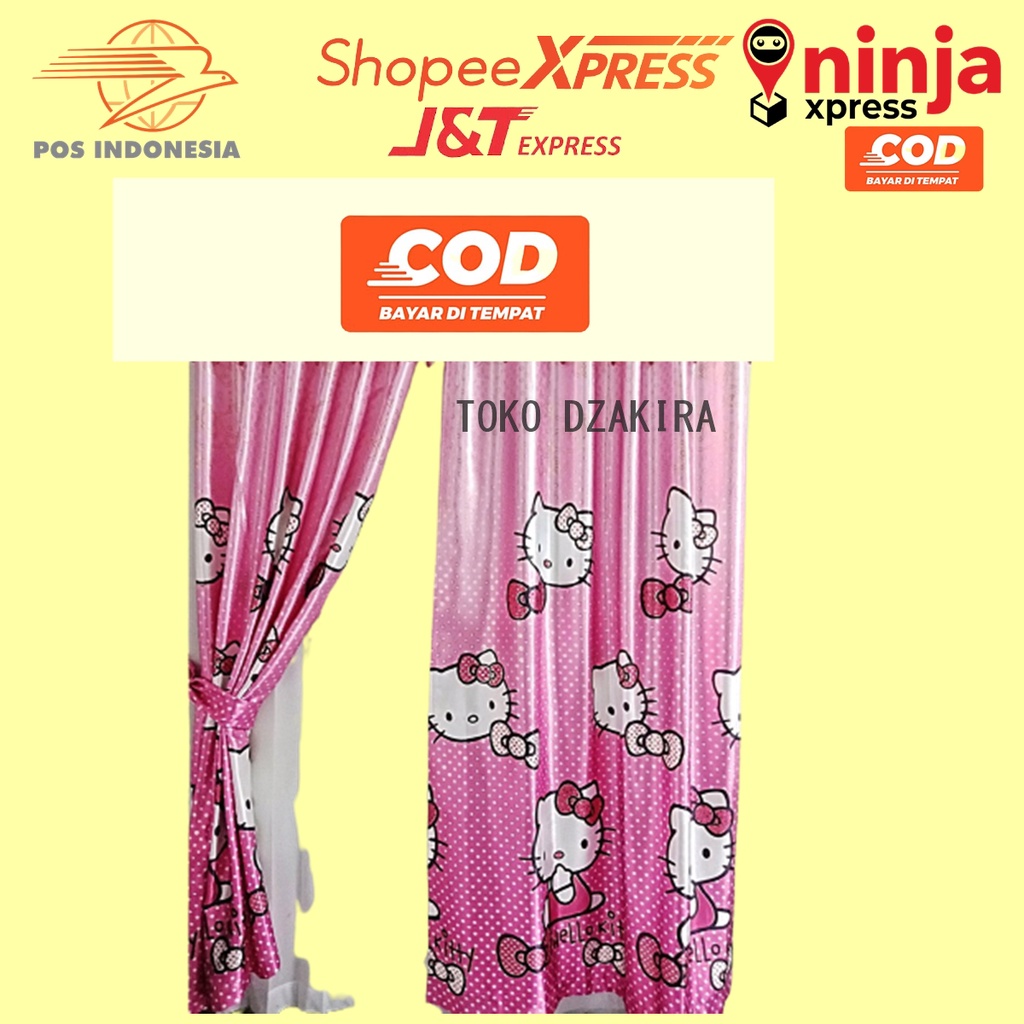 GORDEN HELLO KITTY Hellokitty jendela pintu kamar blackout import tebal dan mengkilap murah motif wa