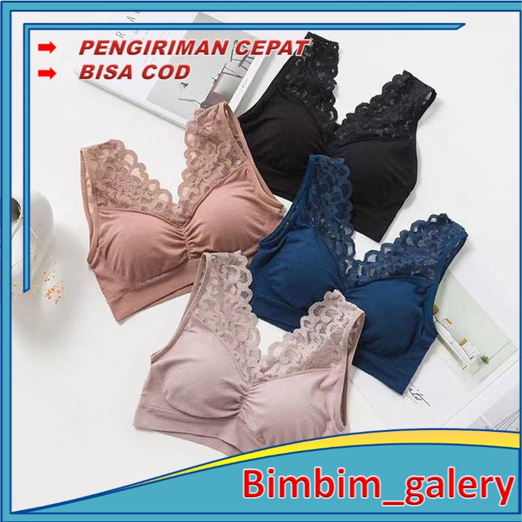 BIMBIM Bra BH Wanita Tanpa Kawat Bahan Halus Bralette Elastis Sexy dengan Busa IMPORT