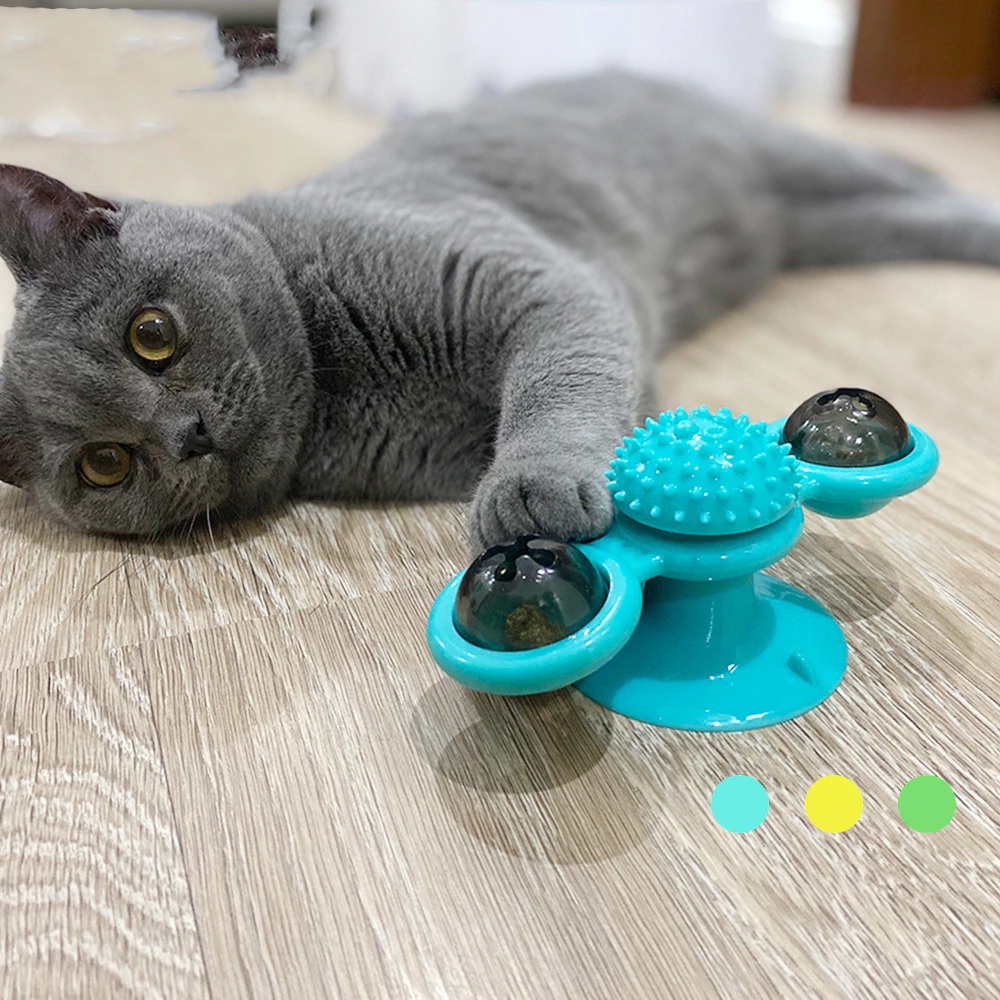 SUPREPET Mainan Kucing Cat Windmill Toy Catnip Ball Teeth Scratching Pad Mainan Sikat Kucing Catnip