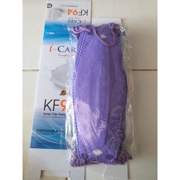 Masker KF94 iCare ( HIJAU ) 3D NoseClipDesign, mirip convex sensi atau evo // 10pcs