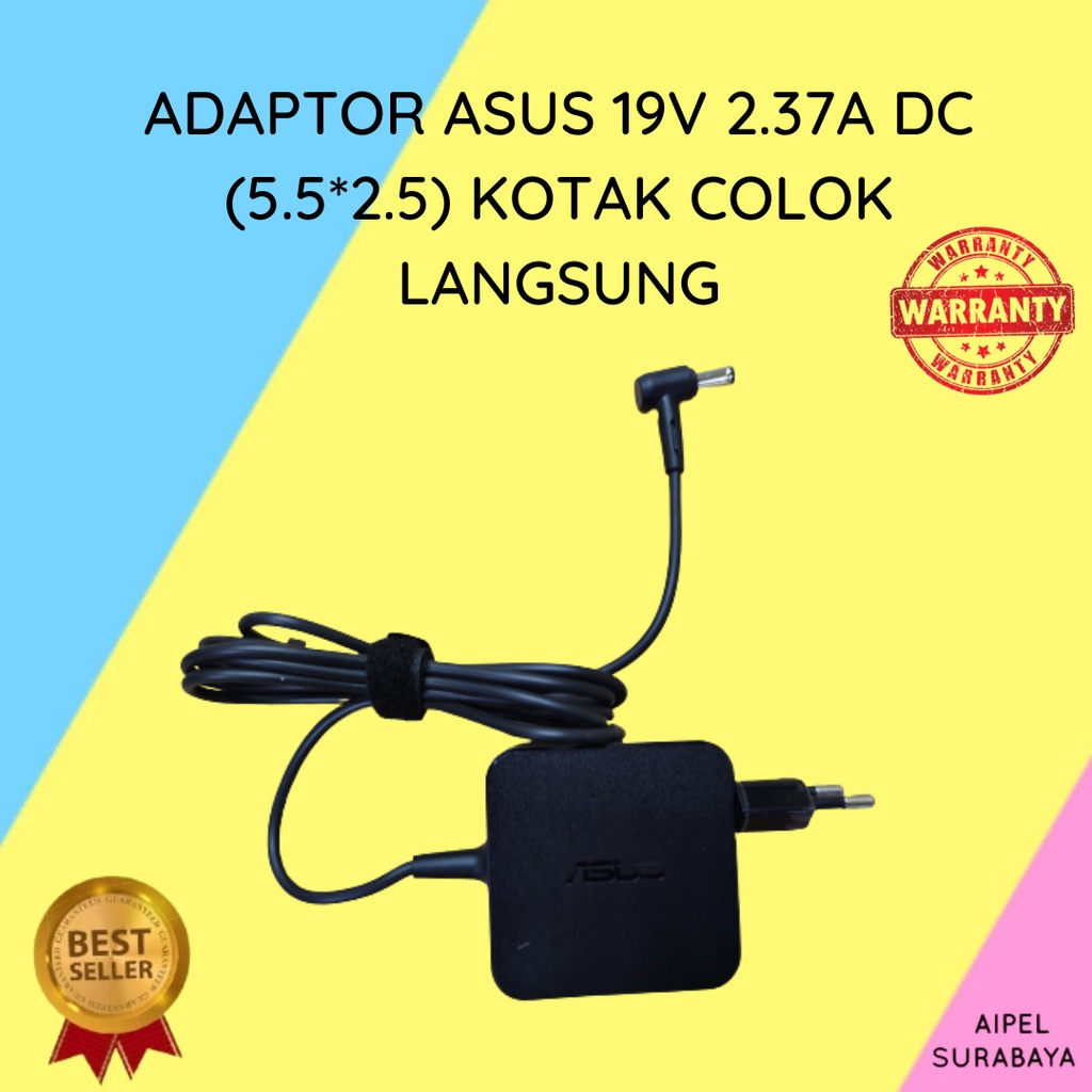 ASUS192375525KCL | ADAPTOR ASUS 19V 2.37A DC (5.5*2.5) KOTAK COLOK LANGSUNG