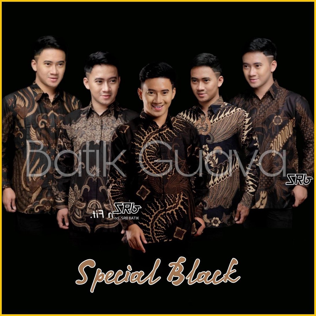 BAJU BATIK PRIA LENGAN PANJANG READY M L XL XXL - SPECIAL WARNA BATIK HITAM