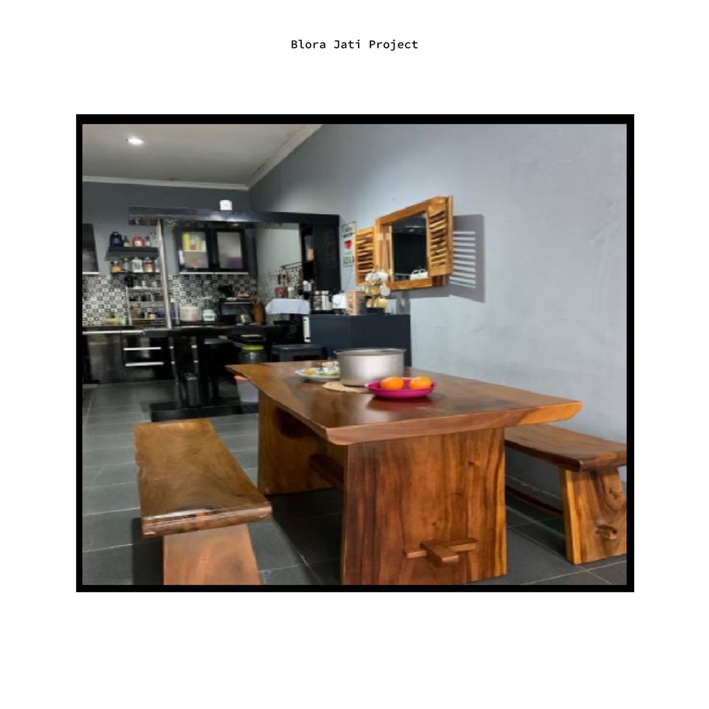 Set Meja Kursi Cafe Bahan Kayu Jati Solid / Meja Makan Kayu - 22