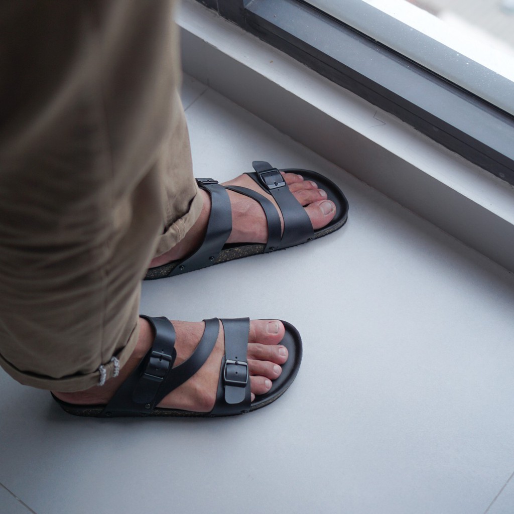 NOZELL BLACK |FORIND x Monday| Original Sendal Jepit Kulit Santai Kasual Pria/Cowok Sandal Footwear