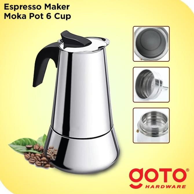 

[ COD ] Espresso Maker Moka Pot Stainless Teko Kopi untuk 6 Cup BERGARANSI Kode 1217