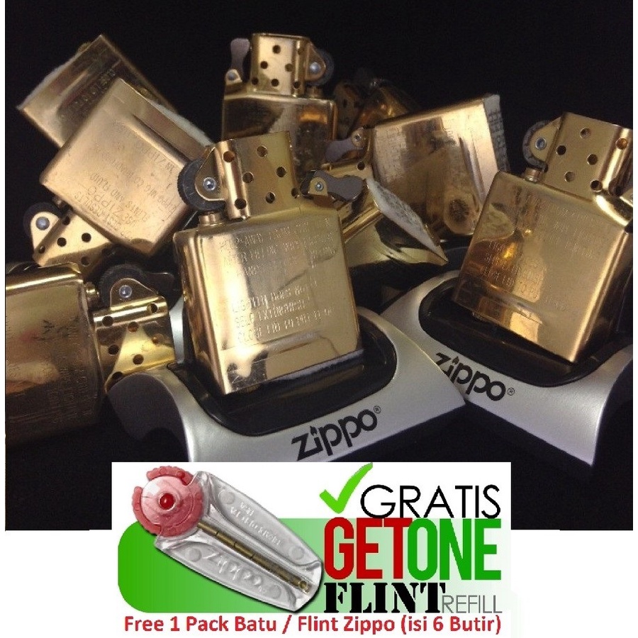 ⭐⭐⭐⭐⭐ Insert Gold Zippo Original NEW BONUS FLINT BATU 6Pcs