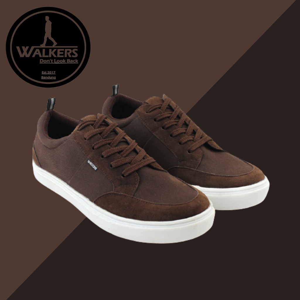 Sepatu Casual Sneakers Pria Walkers Derby Cokelat Kuliah kets sekolah