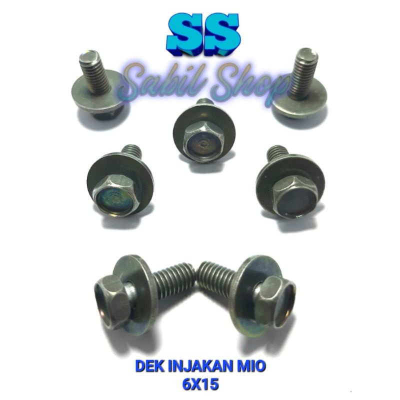 10 PCS BAUT DEK YAMAHA MIO BAUT DEK INJAKAN MIO BAUT KARPET MIO BAUT INJAKAN KAKI MOTOR YAMAHA MIO UKURAN M6X15