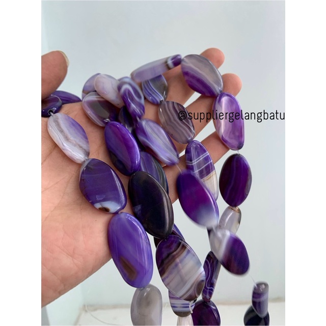 batu alam Penden simba oval PURPLE carnelian 3 x 2 cm jade UNGU pipih