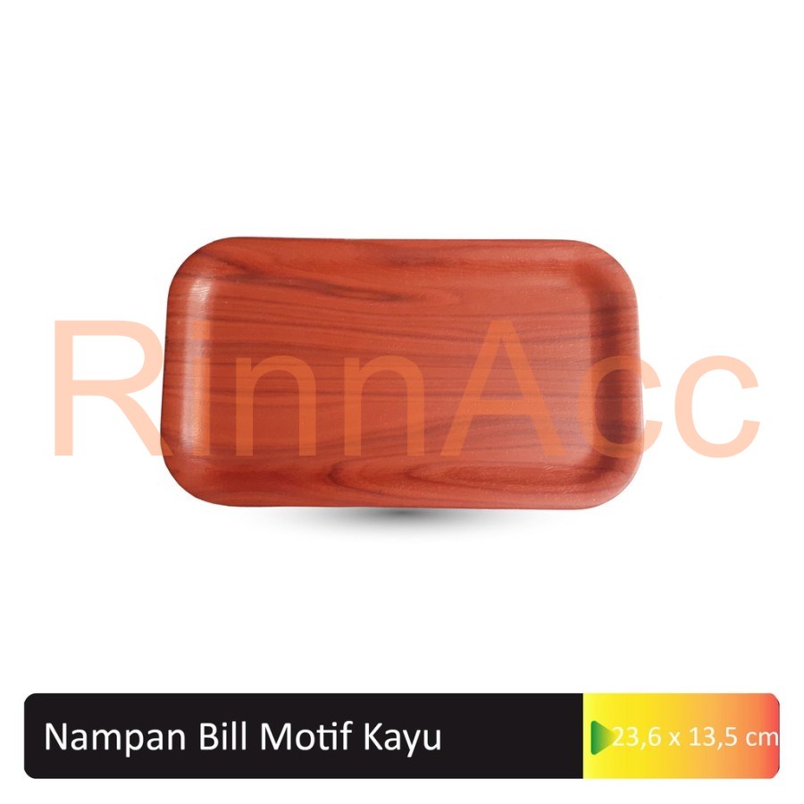 Nampan Bill Melamine Motif Kayu GLORI Ukuran 13.5x23.5 cm / Nampan Nota / Nampan Bon / Nampan Tempat Minum