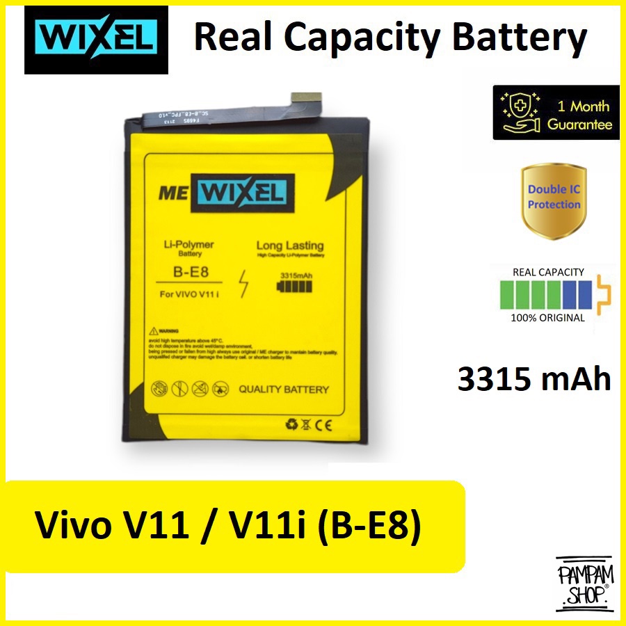 WIXEL ME Baterai Vivo V11 V11i B-E8 BE8 Real Capacity Battery Original 100% Batre Batrai Ori HP Handphone