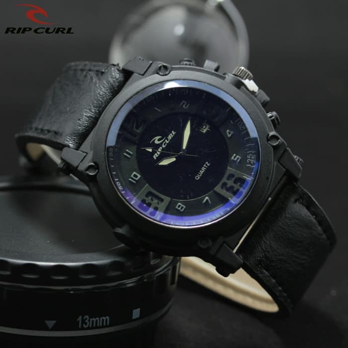JAM TANGAN PRIA RIPCURL TANGGAL KULIT BLACK ANGKA