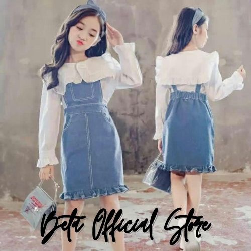 Set Baju Setelan Overall Anak Perempuan Tanggung Usia 4 5 6 7 8 Tahun Modern Trend Kekinian Murah Mo