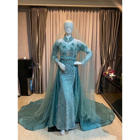 GAUN PENGANTIN FULL PAYET SLIM EKOR MODERN//BAJU WEDDING MEWAH TERBARU