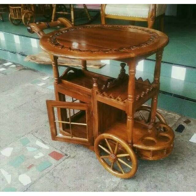 Meja teh meja troli dorong rapieubel jepara