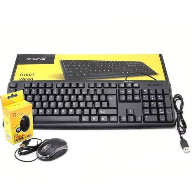 PAKET KEYBOARD USB R-ONE MOUSE USB SMILE B100