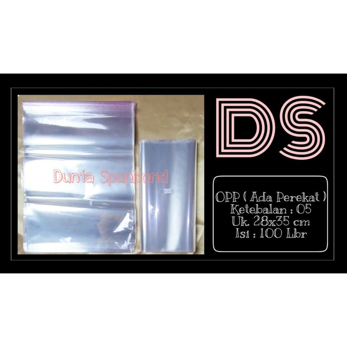 

Plastik OPP Seal Tebal 28x35 isi 100Lbr/Plastik OPP Lem Kemasan Baju