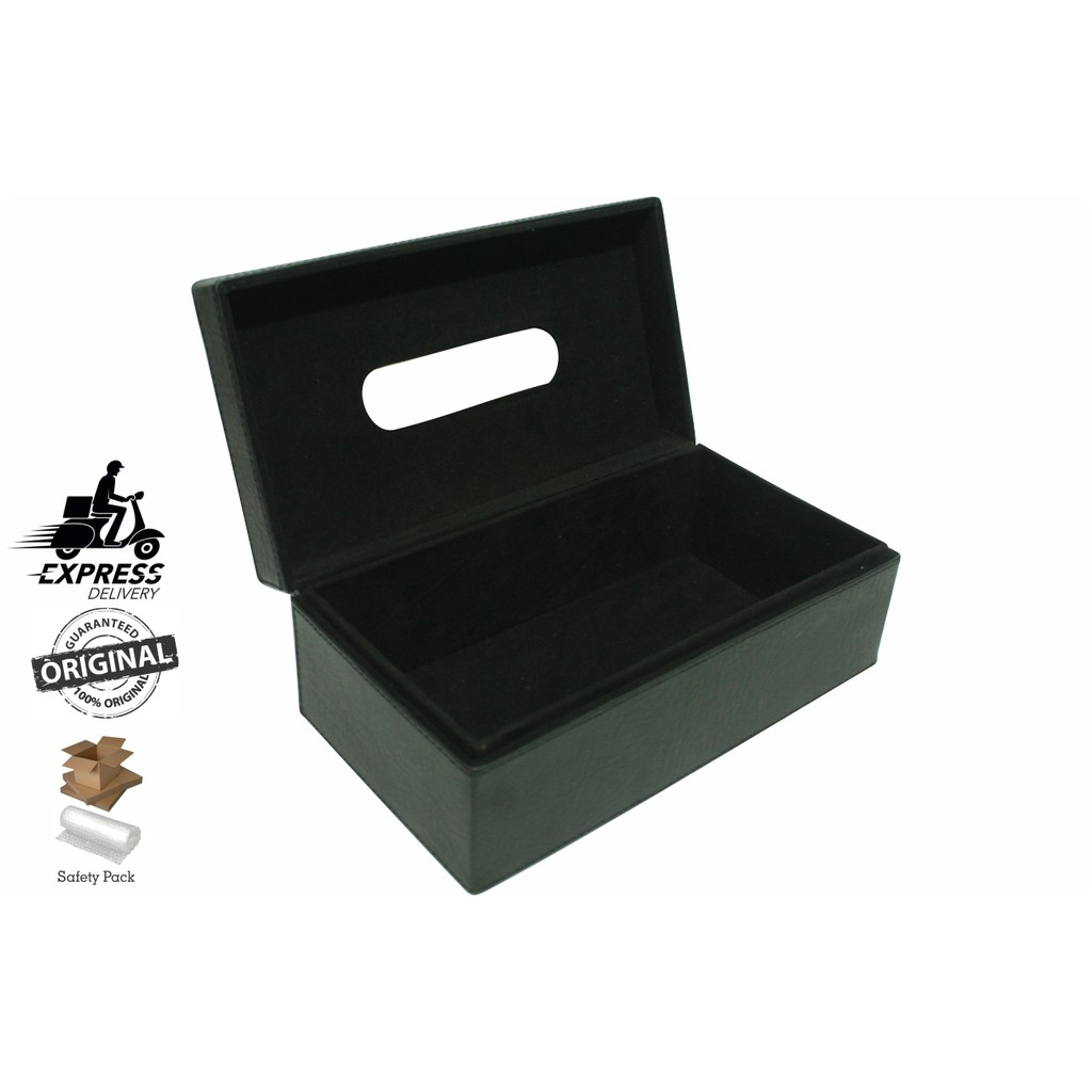 Tempat Tissue Box / Tempat Tisu Kulit Sintetis (Oscar) 24 X 12 Cm – Hitam