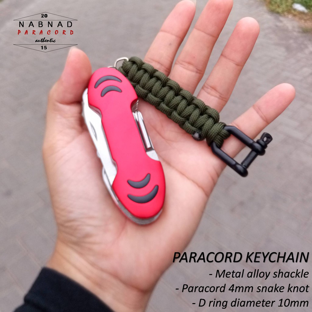 Thomgear Keychain Keyhanger Paracord 550 4mm Shackle Hitam Nabnad Paracord Indonesia