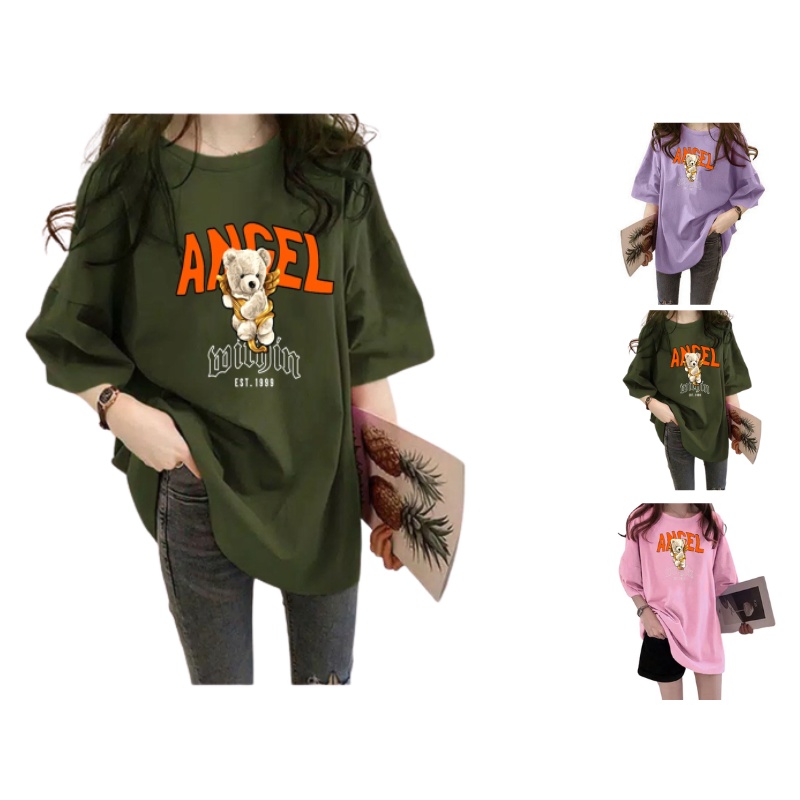 Kaos Wanita Oversize TEDDY ANGEL Jumbo SIze XXL/ kaos wanita santai